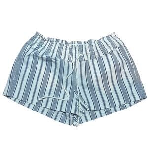 Roxy Oceanside Striped Linen Blend Pull On Shorts Blue White M